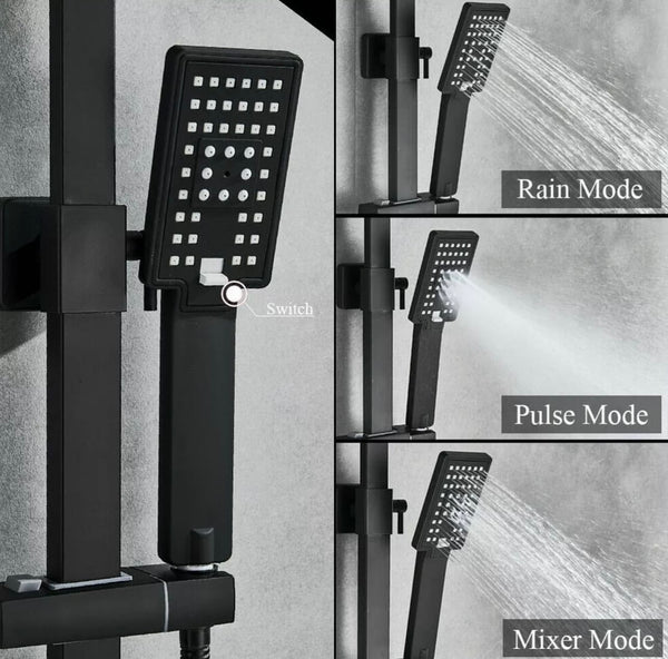 #1155 MATTE BLACK 3 IN 1 EXPOSED SHOWER SYSTEM