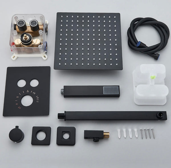 #1024 LED thermostatic 2 function rainfall shower system