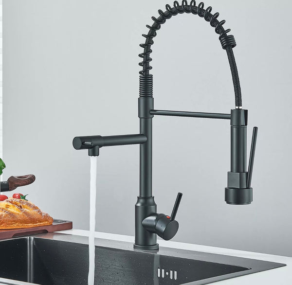 #1599 MATTE BLACK SPRING 2 FUNCTION KITCHEN FAUCET