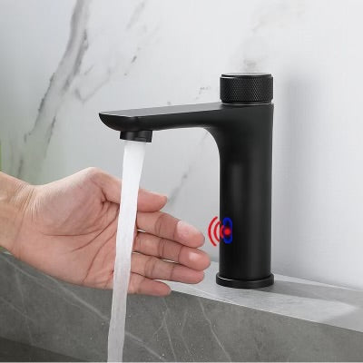 #1463 matte black infrared sensor waterfall vanity faucet