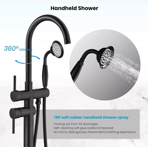 #1610 Matte black freestanding 2 function tub faucet