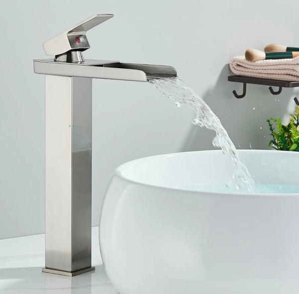 #1390 Brushed NICKEL WATERFALL VESSEL FAUCET
