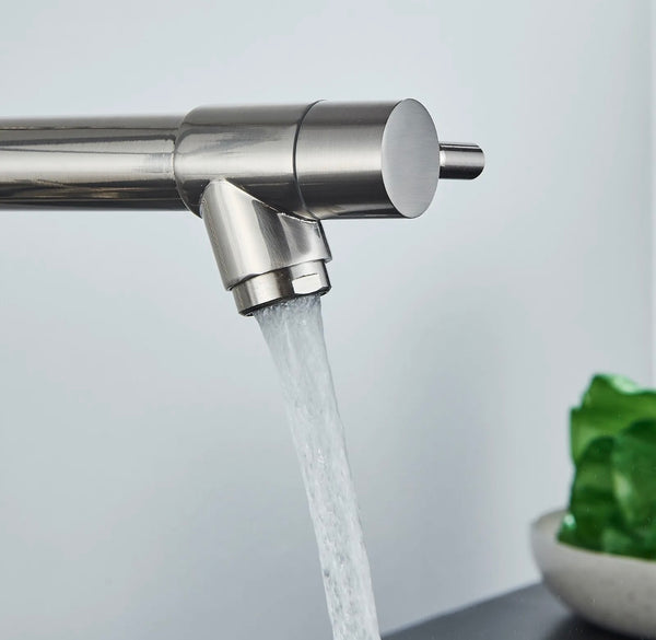 #1567 BRUSHED NICKEL SPRING 2 FUNCTION COMMERCIAL LED KITCHEN FAUCET