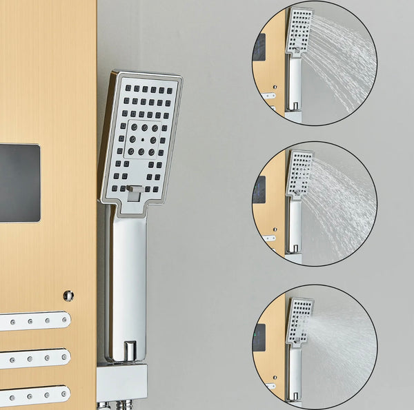 Stainless Steel LED Shower Panel 5-Funtion Tower Rain&Waterfall Massage Jets System Mixer