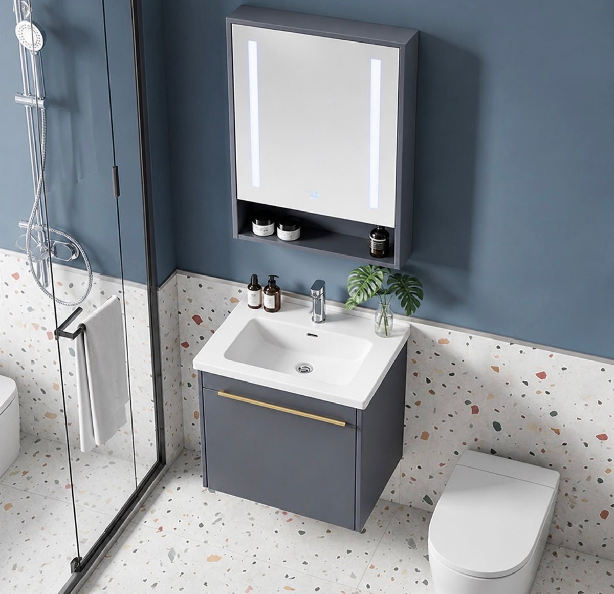 #1719 SG-9265 20-Inch Modern Floating Vanity Set with LED Mirror