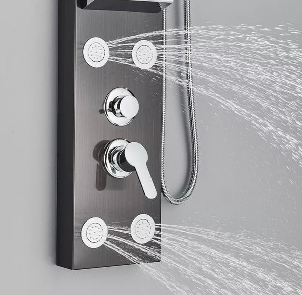 #1281 BLACK STAINLESS STEEL 8-INCH SHOWER PANEL WITH NICHE