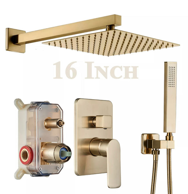 #1042 16-INCH BRUSHED GOLD 2 FUNCTION SHOWER SET