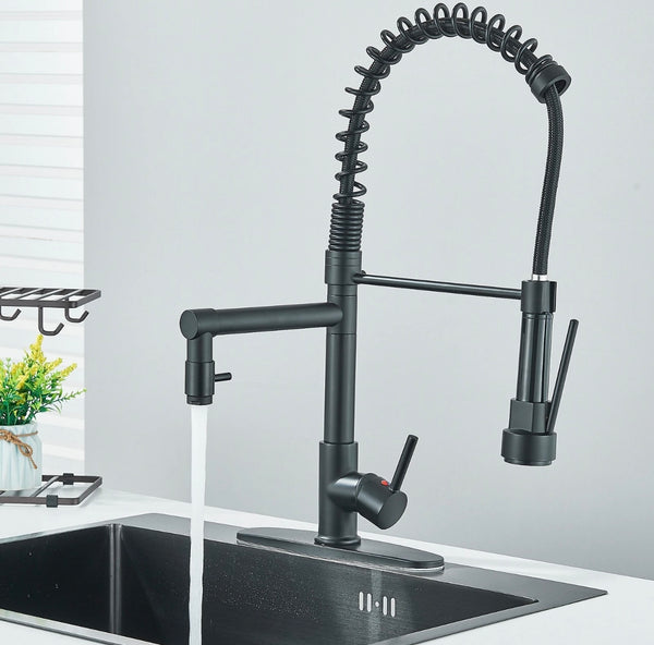 #1561 MATTE BLACK SPRING 2-FUNCTION PULL-DOWN KITCHEN FAUCET