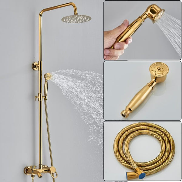 #1177 POLISHED GOLD SLIM 3 IN 1 EXPOSED SHOWER SET