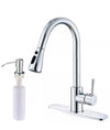 #1600 CHROME PULL-OUT KITCHEN FAUCET WITH DUAL SPRAY HEAD AND STOP FEATURE + SOAP DISPENSER