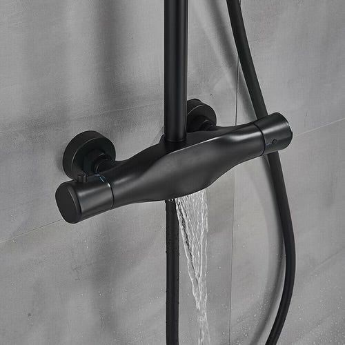 #1176 MATTE BLACK 3 IN 1 EXPOSED SOWER SET