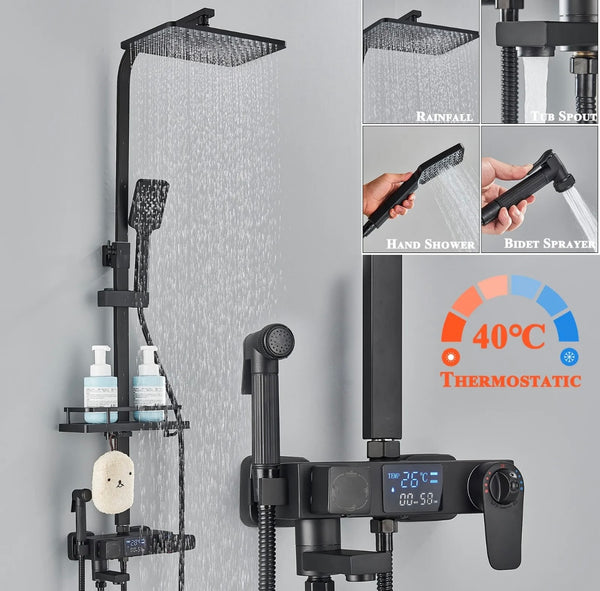 #1170 IN 1 RAINFALL THERMOSTATIC EXPOSED SHOWER SYSTEM WITH LCD DISPLAY