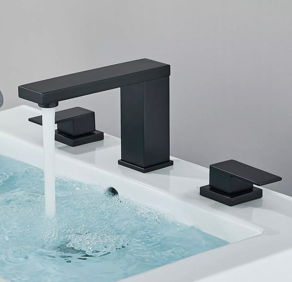 #1489 MATTE BLACK 8 INCH WIDESPREAD VANITY FAUCET