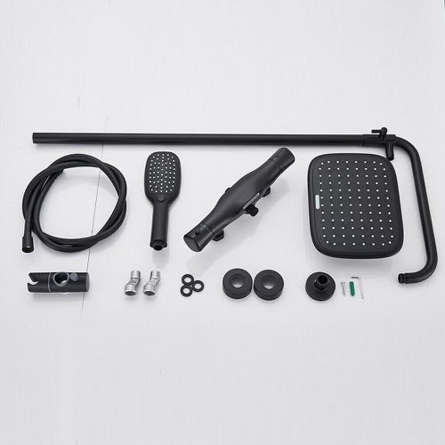 #1176 MATTE BLACK 3 IN 1 EXPOSED SOWER SET