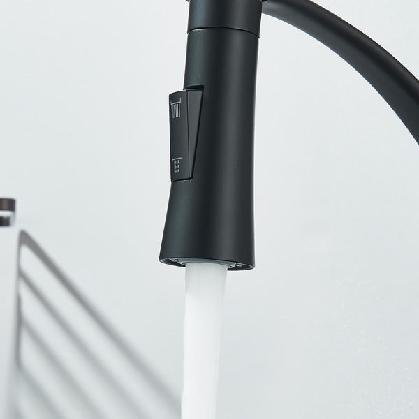 #1545 MATTE BLACK PULL-DOWN DUAL SPRAY-HEAD KITCHEN FAUCET
