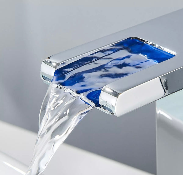 #1445 Chrome led waterfall vessel faucet