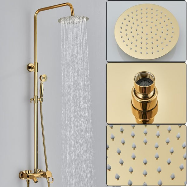 #1177 POLISHED GOLD SLIM 3 IN 1 EXPOSED SHOWER SET