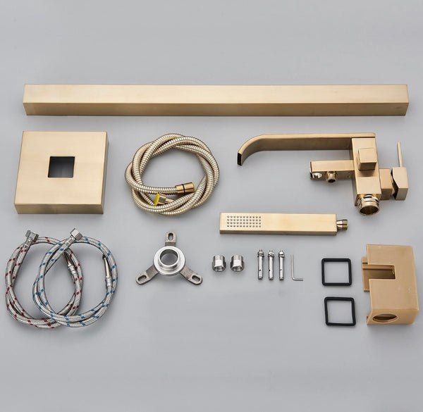 #1616 BRUSHED GOLD 2 FUNCTION WATERFALL SPOUT TUB FILLER FAUCET