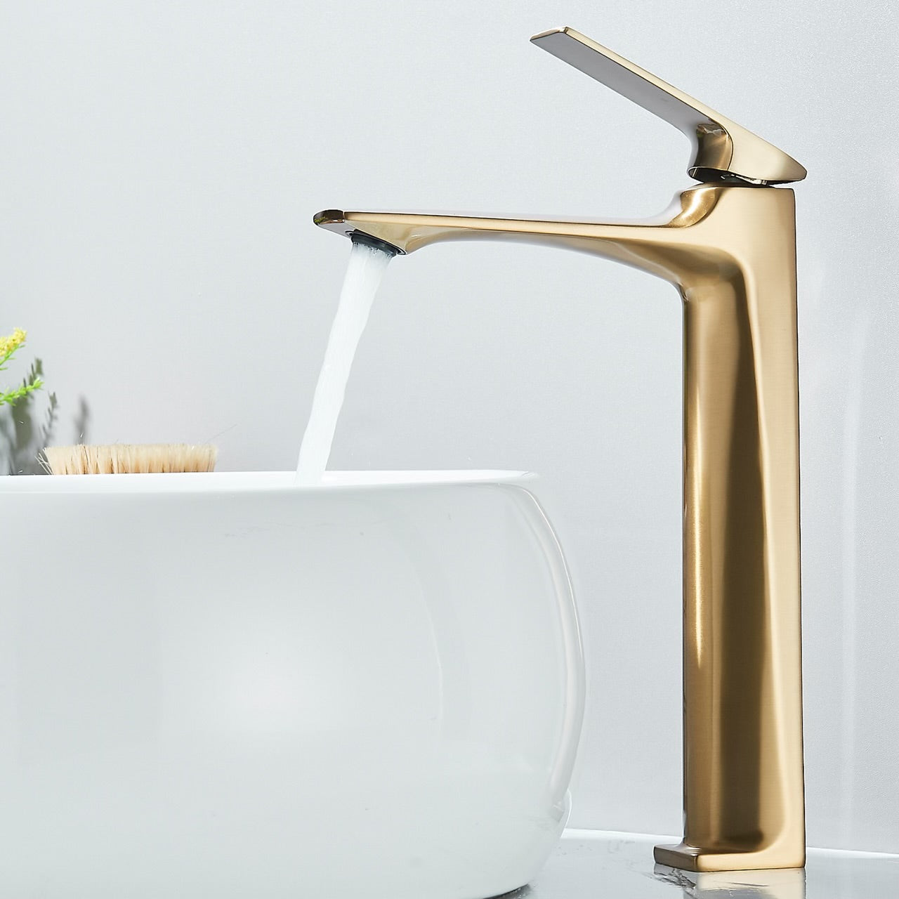 #1492 BRUSHED GOLD GILD EDGE WATERFALL VESSEL SINK FAUCET