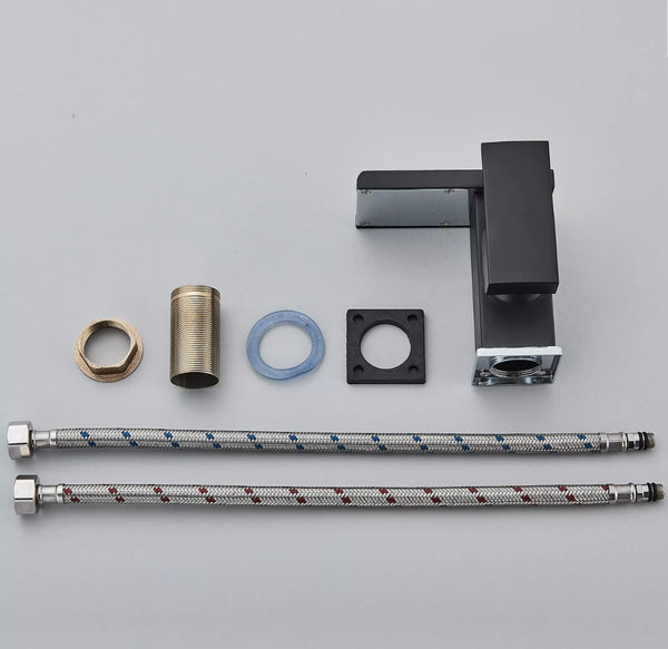 #1447 MATTE BLACK LED WATERFALL VANITY FAUCET