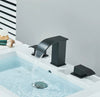 #1411 MATTE BLACK 8 INCH WIDESPREAD WATERFALL SPOUT VANITY FAUCET