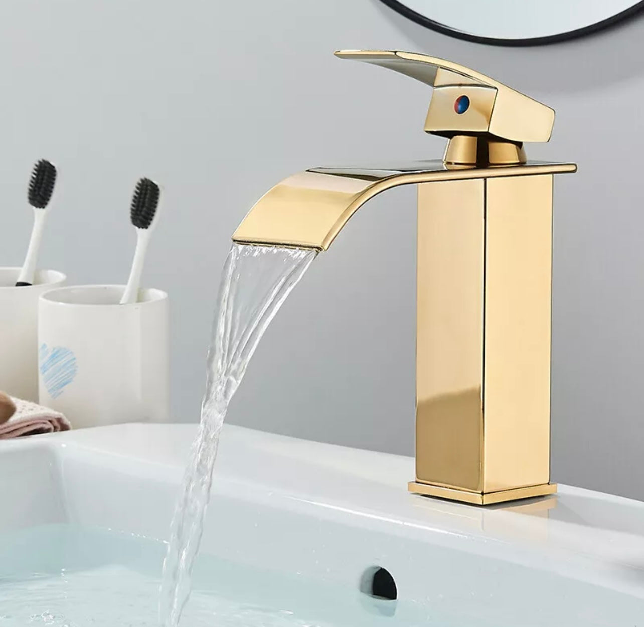 #1466 gold waterfall spout vanity faucet