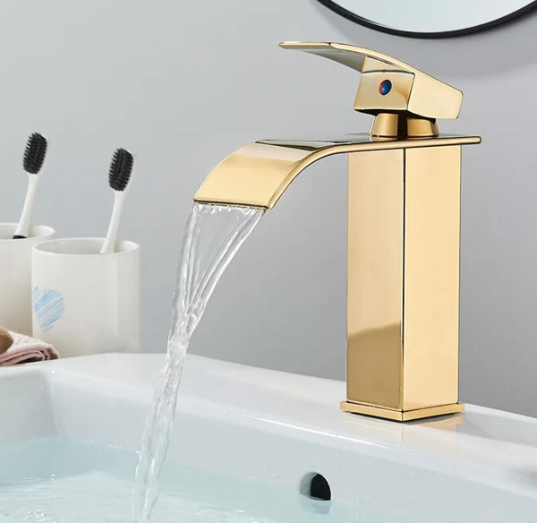 #1466 GOLD WATERFALL VANITY FAUCET