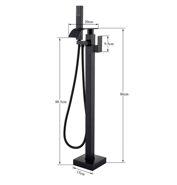 #1602 MATTE BLACK 2 FUNCTION WATERFALL SPOUT TUB FILLER FAUCET