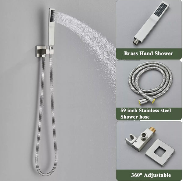#1049 12-INCH LED BRUSHED NICKEL 2-FUNCTION SHOWER SYSTEM
