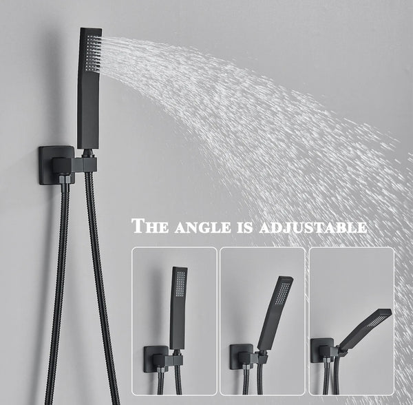 #1008 12 INCH MATTE BLACK LED 2 FUNCTION SHOWER SYSTEM