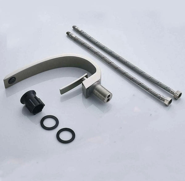 #1404 BRUSHED NICKEL CURVED WATERFALL VANITY FAUCET