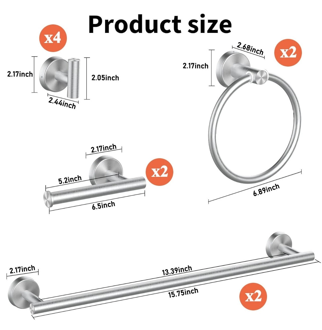 10pcs Stainless Steel Towel Rack Set