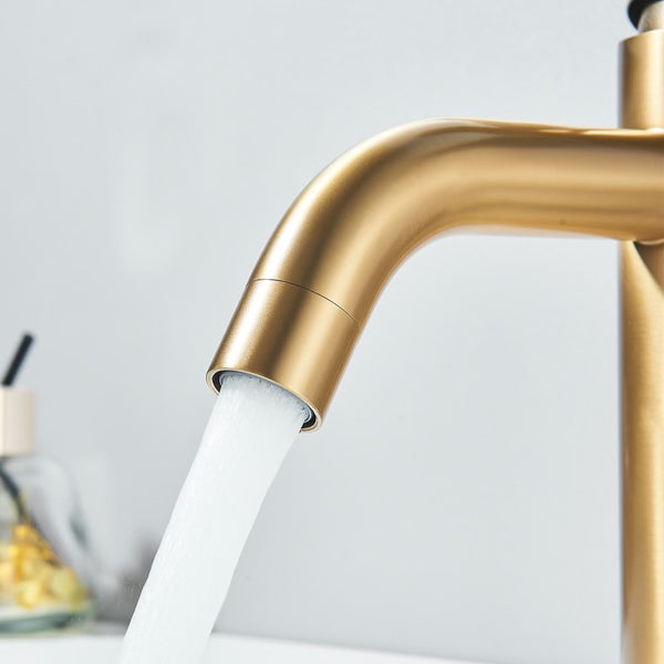 #1476 BRUSHED GOLD WATERFALL VANITY FAUCET