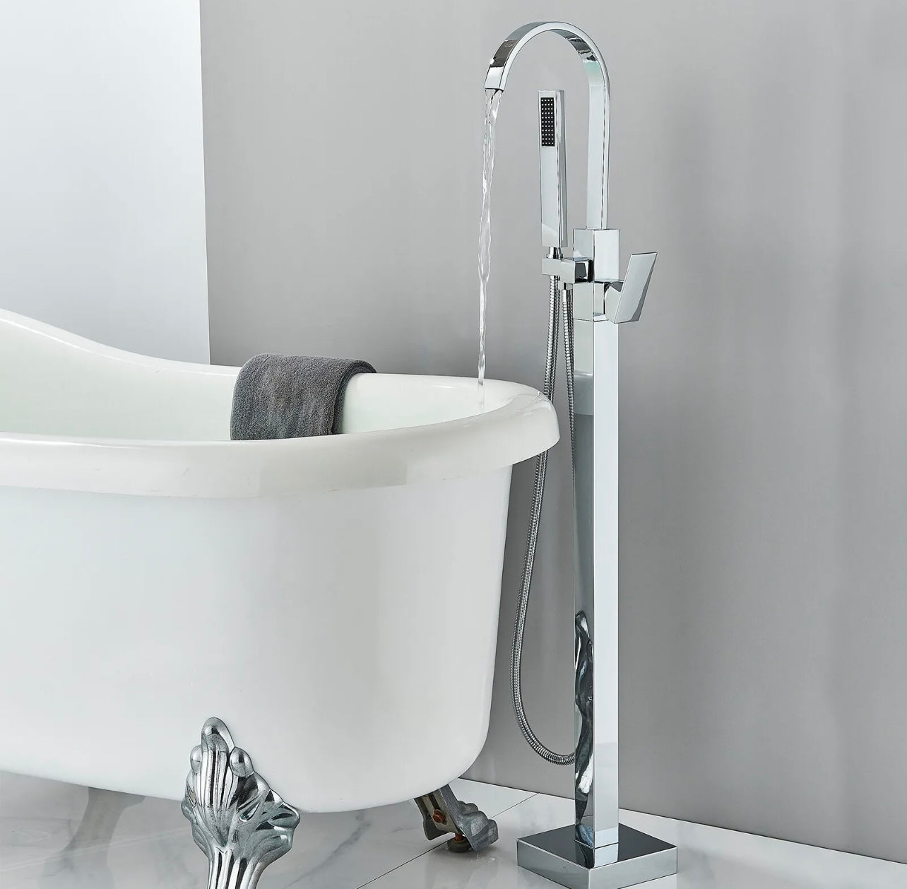 Chrome 2 function waterfall spout tub filler faucet