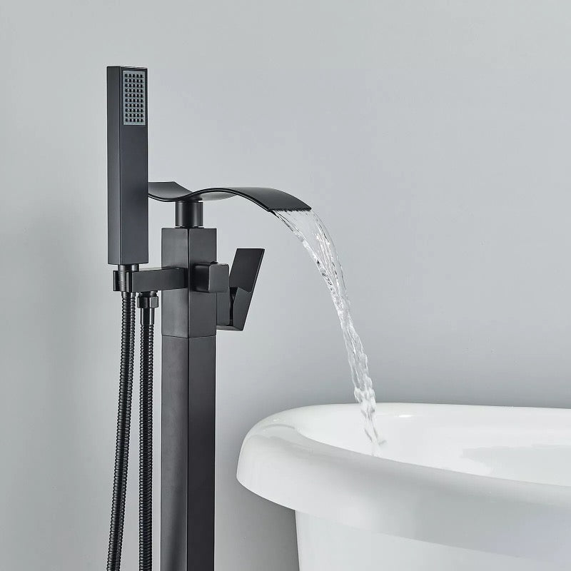 Matte black 2 function waterfall tub filler faucet