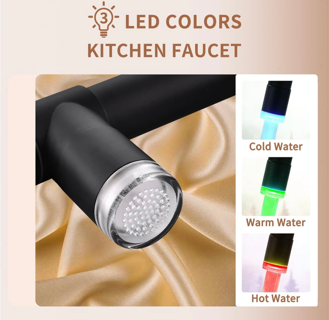 Commercial LED 2 Way Kitchen Faucet