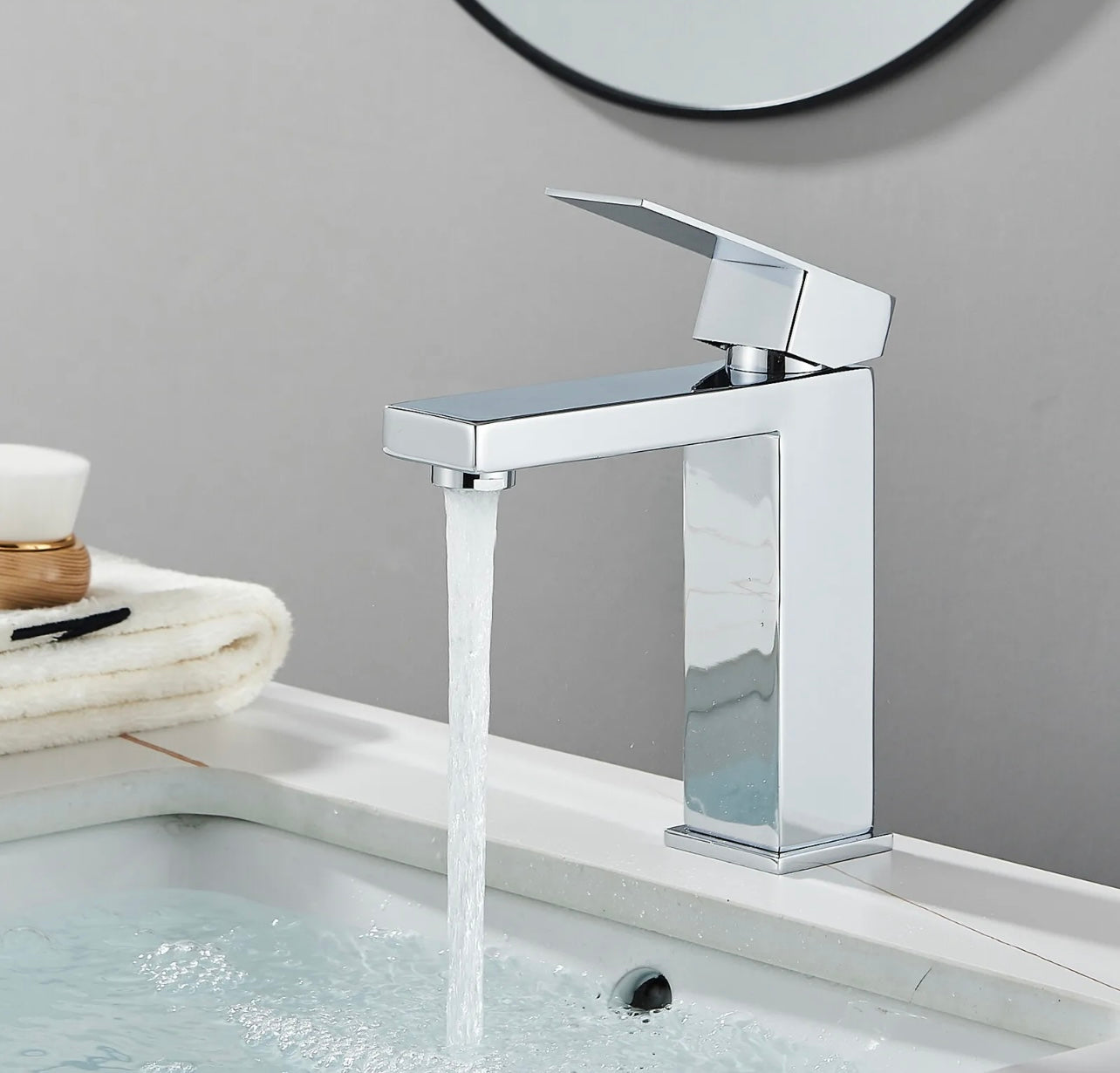 Chrome waterfall vanity faucet