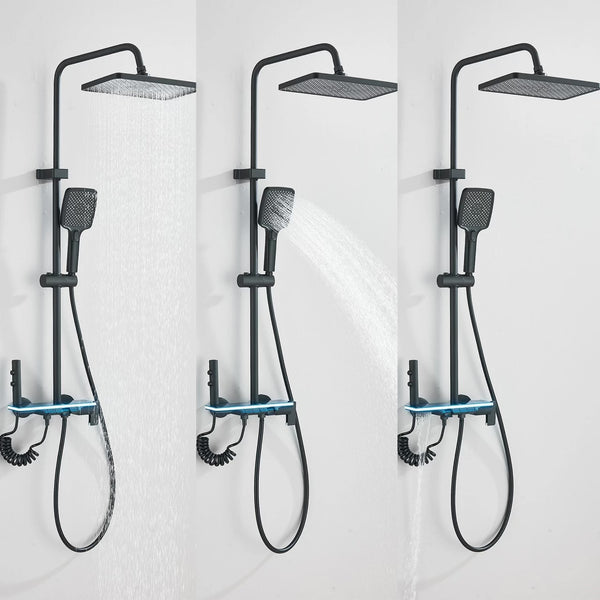 #1180 MATTE BLACK 4 IN 1 LCD TEMP EXPOSED SHOWER SYSTEM