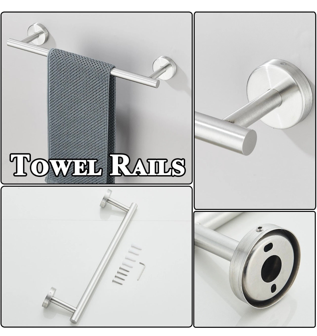 10pcs Stainless Steel Towel Rack Set