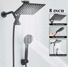 #1044 8-INCH MATTE BLACK SHOWER HEAD KIT WITH HANDHELD SHOWER