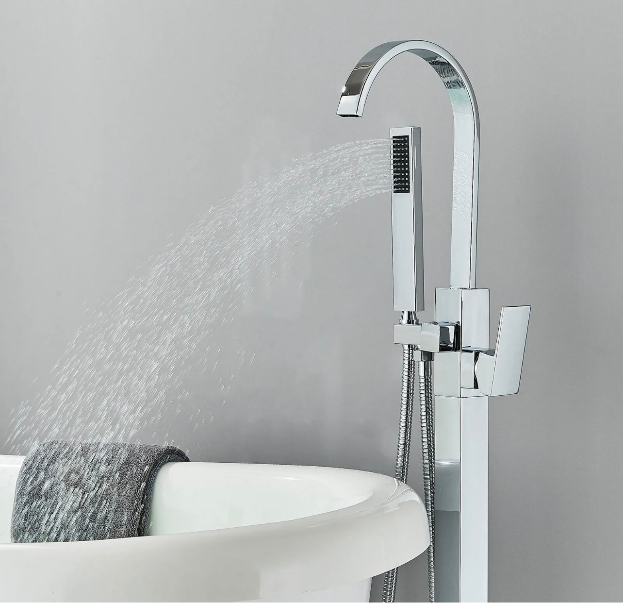 Chrome 2 function waterfall spout tub filler faucet