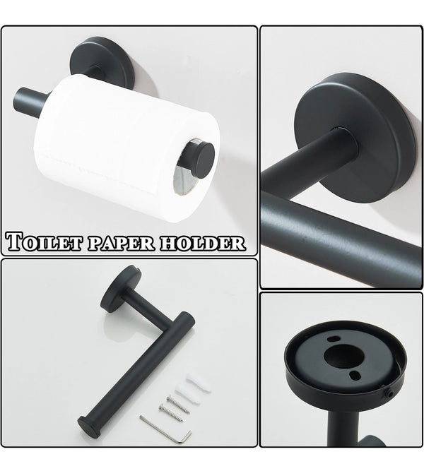 6pcs Matte Black Towel Rack Set