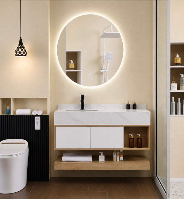 SG-9148 40-Inch Modern Floating Vanity Set with LED Mirror