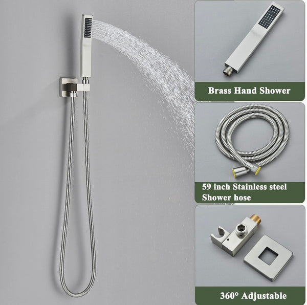#1013 12-INCH LED BRUSHED NICKEL 3-FUNCTION SHOWER SET