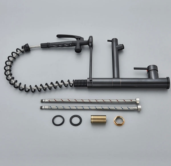 #1579 OIL RUBBED BRONZE SPRING PULL-DOWN 2 FUNCTION KITCHEN FAUCET WITH SPRAY HEAD HOLD FEATURE