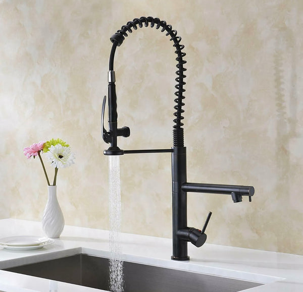 #1579 OIL RUBBED BRONZE SPRING PULL-DOWN 2 FUNCTION KITCHEN FAUCET WITH SPRAY HEAD HOLD FEATURE
