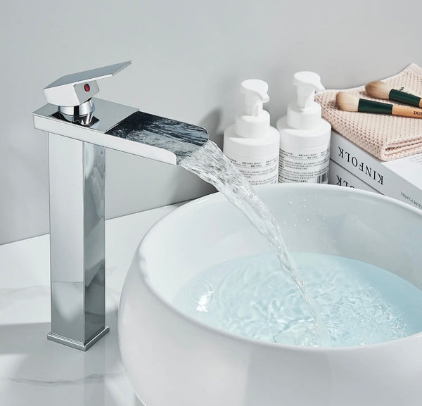 #1389 Chrome waterfall vessel faucet