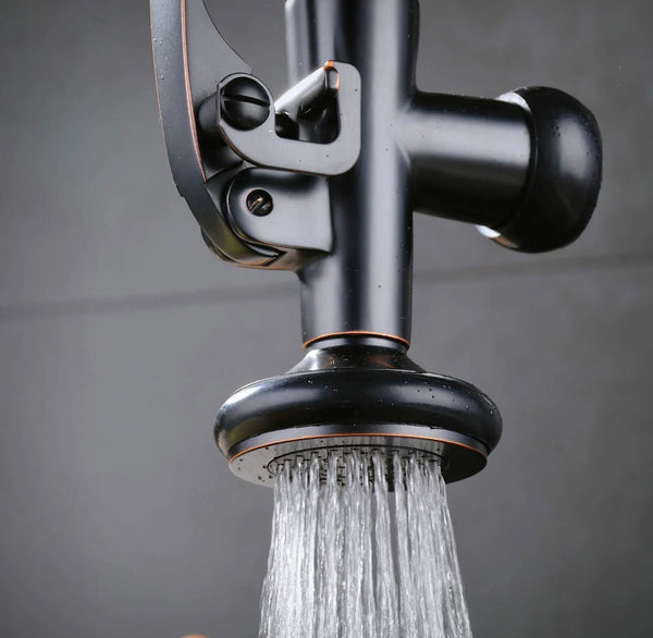 #1579 OIL RUBBED BRONZE SPRING PULL-DOWN 2 FUNCTION KITCHEN FAUCET WITH SPRAY HEAD HOLD FEATURE