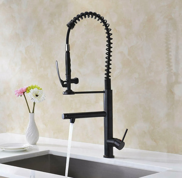 #1579 OIL RUBBED BRONZE SPRING PULL-DOWN 2 FUNCTION KITCHEN FAUCET WITH SPRAY HEAD HOLD FEATURE