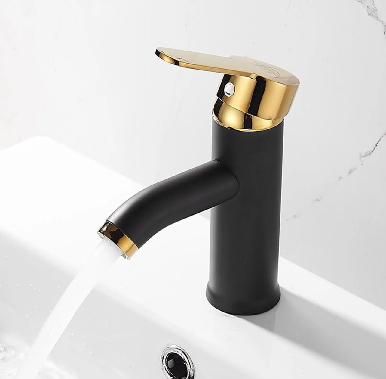 Black & Gold Bathroom Sink Basin Faucet 1 Hole Vanity Mixer Taps Single Handle